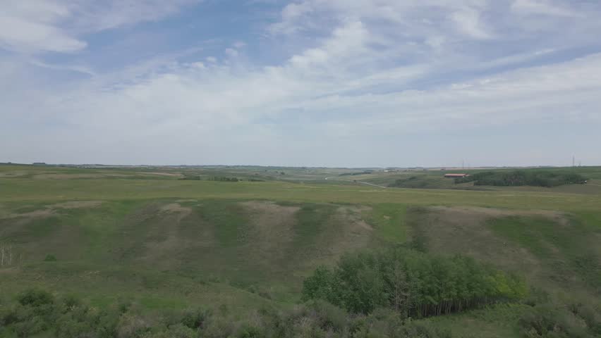 Alberta prairie land from the sky in summer