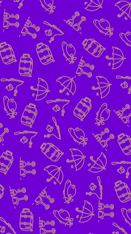 Seamless travel icons pattern on purple background with gold line art Repeatable vector style texture with backpacks umbrellas cameras and binoculars Ideal for packaging textiles web backgrounds and branding.