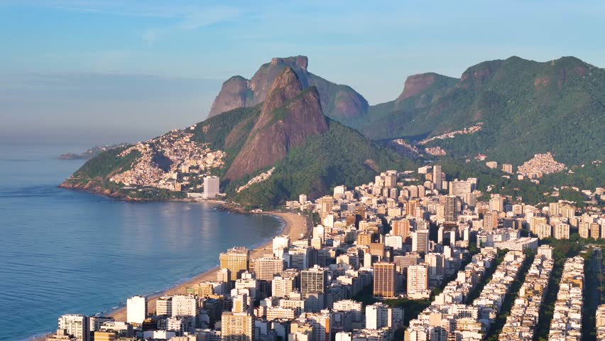 Aerial View of Ipanema and Leblon District and Beach in Rio de Janeiro, Brazil