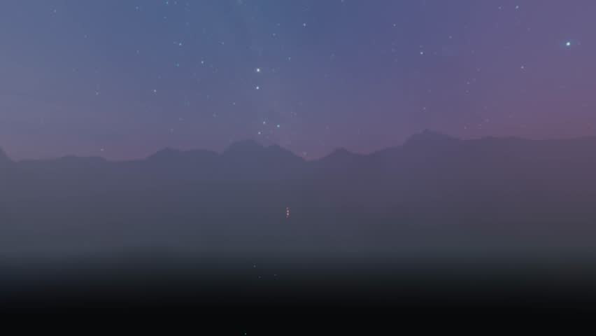 Abstract Fireworks Rising Above Foggy Lake with Milky Way