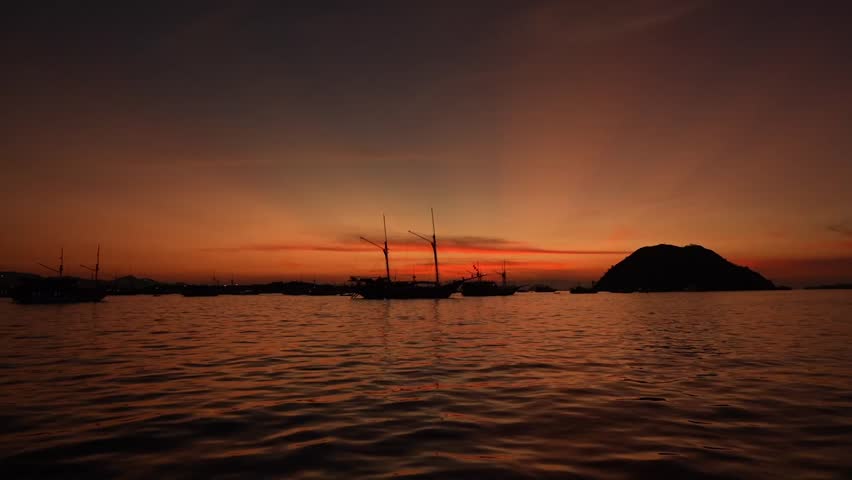 Red sunset over the bay	