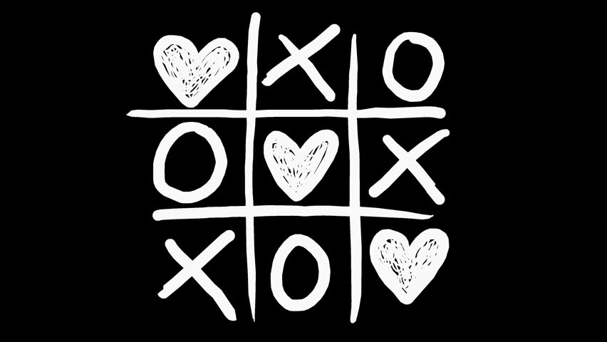 This is a wiggly hand-drawn tic-tac-toe game with hearts on alpha transparent background, for easy drag and drop use.