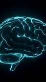 Vertical neon brain rotation futuristic glowing loop animation overlay. 3D rendering. - Powered by Shutterstock - Get 15% off with code: PIKWIZARD15