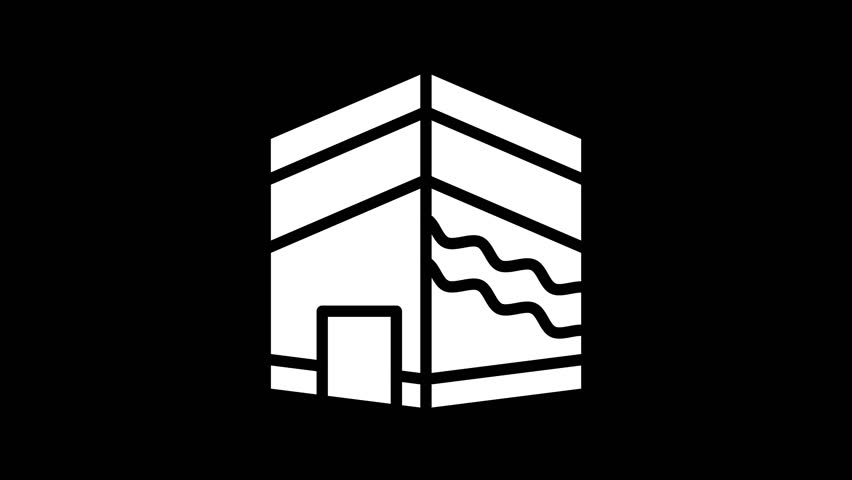 Line drawing of the kaaba icon animation, saudi arabia. Perfect for islamic themed designs, ramadan design, travel brochures, and cultural presentations.