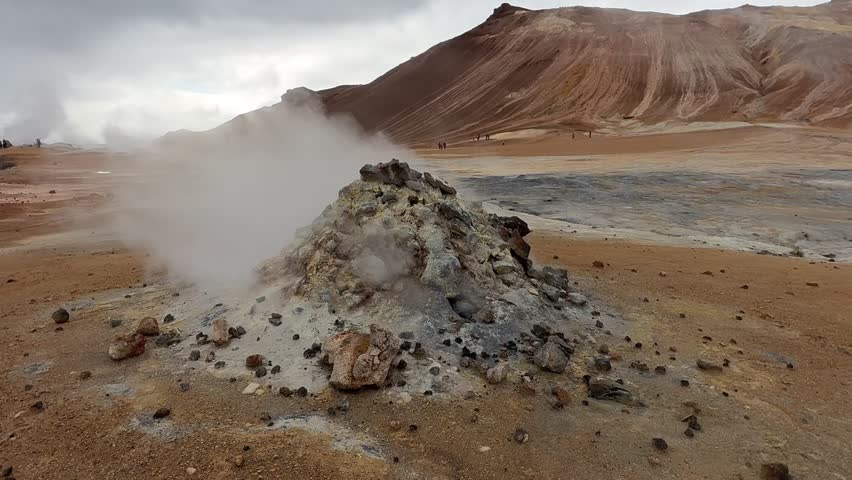 Close-Up of a Steaming Geothermal Fumarole at Hverir (Námaskarð) in Iceland