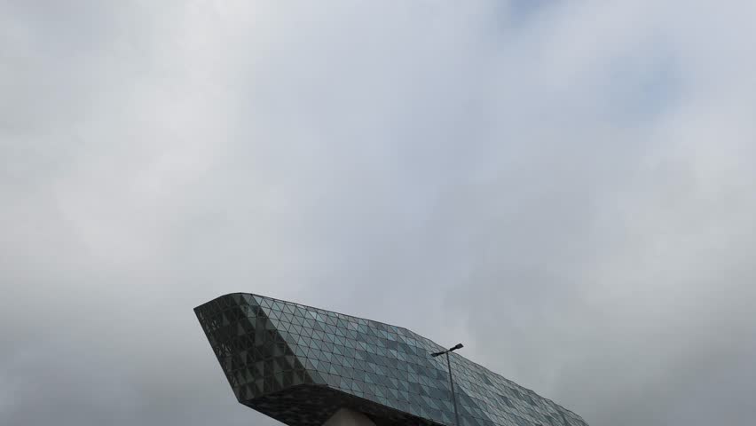 Iconic Port House (Havenhuis), modern architectural masterpiece in Antwerp, Belgium