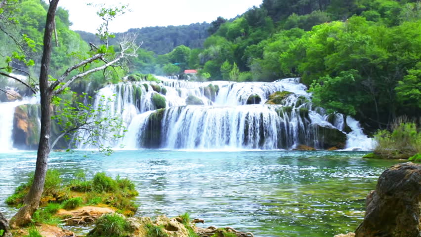 Waterfall in the park KRKA. Croatia