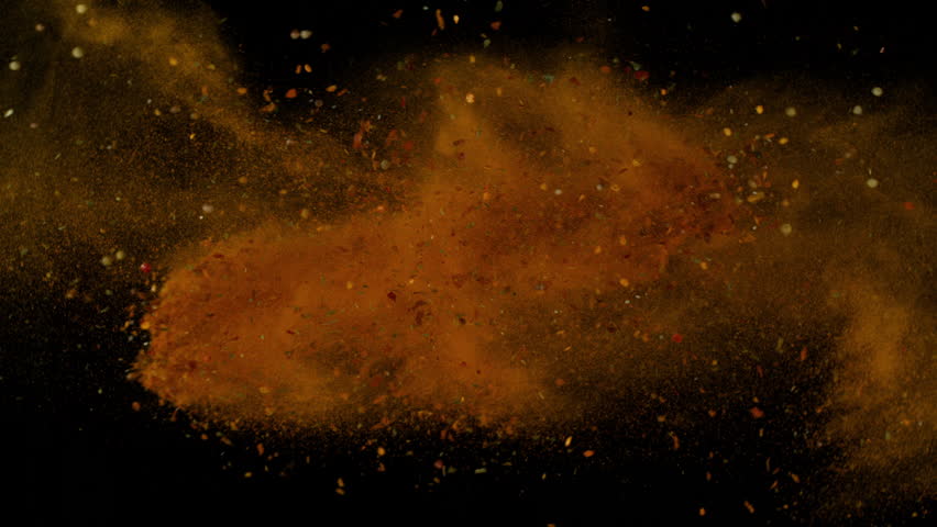 Dried Spices Mix Colliding in Super Slow Motion, 1000fps.