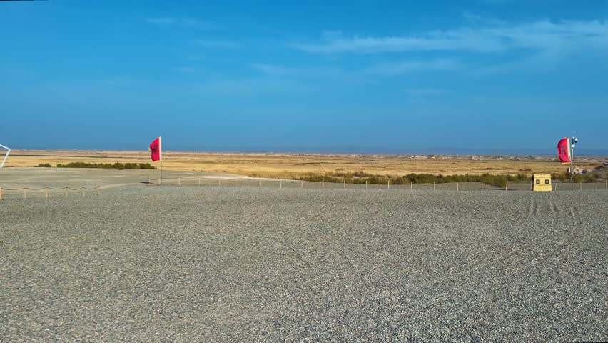 Jade Gate Pass, A Historic Frontier Fortification In Dunhuang, Gansu Province, China. Panning Shot
