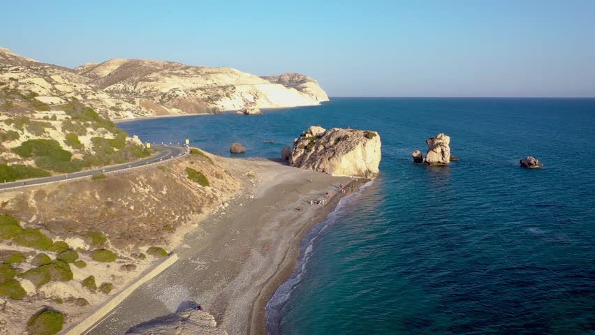 Petra tou Romiou - Rock of Roman known as Aphrodite Rock near Paphos , Cyprus