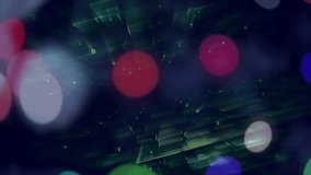 Layered tile plane shifting and rotating after camera tilt, orbs drifting particles forming depth. Abstract, grid, bokeh, neon, perspective, parallax, digital - Powered by Shutterstock - Get 15% off with code: PIKWIZARD15
