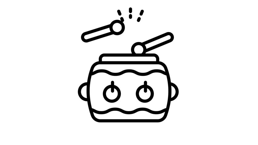 Chinese Traditional Musical Drum with rattles animated vector design, editable animated icon