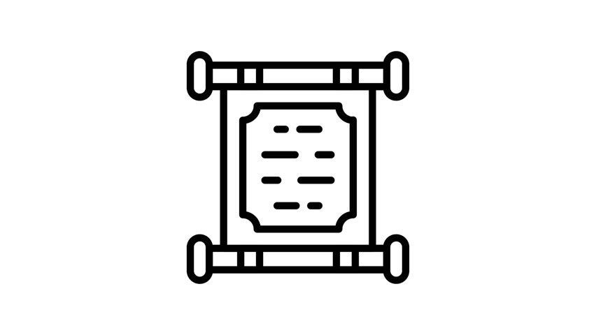 Visually appealing animated icon of chinese scroll in trendy design style