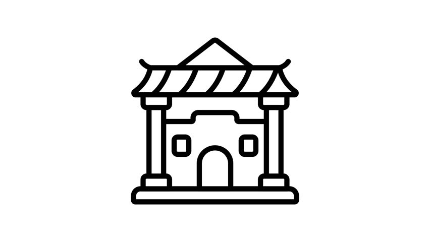 Chinese religious building animated vector design, chinese temple animated icon