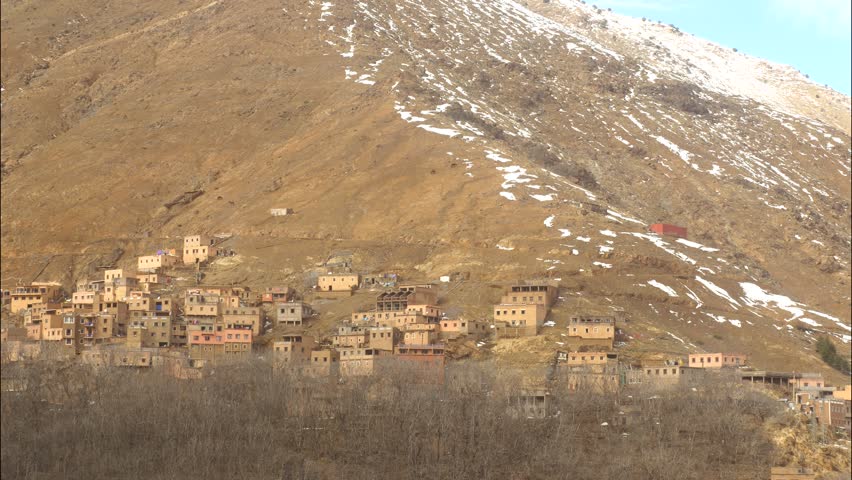 Little Moroccan Town in The High Atlas. Toubkal National Parc.