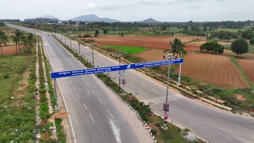 Drone Aerial of Devanahalli Industrial Corridor, Near Bangalore Airport – Aerial View