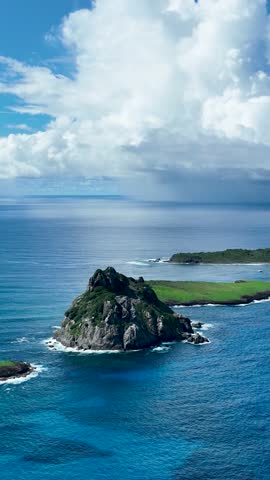 Famous bay water archipelago of Fernando de Noronha at brazilian atlantic ocean. Pernambuco state Brazil. Paradise islands at Fernando de Noronha archipelago. Summer travel. Tropical destinations.