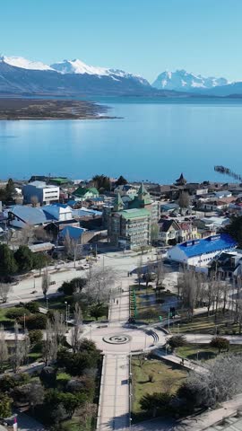 Patagonia City Of Puerto Natales In Antarctica Chile. Nature Landscape. Travel Background. Antarctica Chile. Downtown Cityscape. Patagonia City At Puerto Natales In Antarctica Chile.