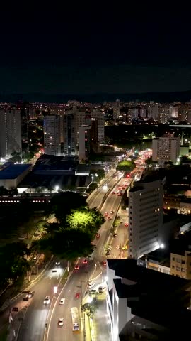 Night Sao Paulo Skyline At Sao Paulo In Brazil. Nightcity Landscape. Downtown District. Highrise Buildings. Sao Paulo Skyline At Sao Paulo In Brazil. Tourism Symbol.