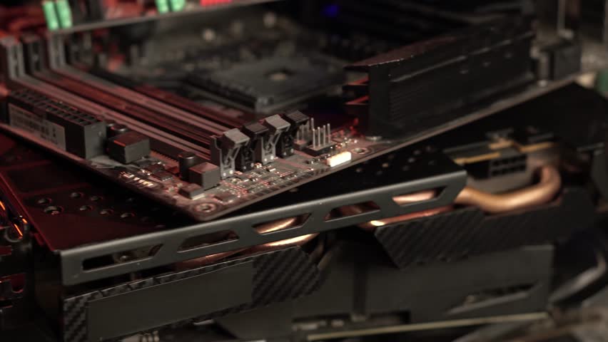 Electronic Waste, Bunch of Computer Hardware, Motherboards and Graphic Cards, Close Up