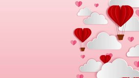 valentine's day animated background with paper hot air balloons, hearts and clouds - Powered by Shutterstock - Get 15% off with code: PIKWIZARD15