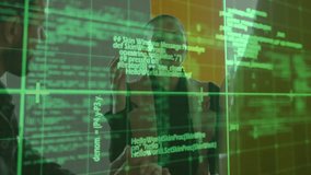 Animation of data processing over diverse business people in office. Global business, finance, computing and data processing concept digitally generated video. - Powered by Shutterstock - Get 15% off with code: PIKWIZARD15