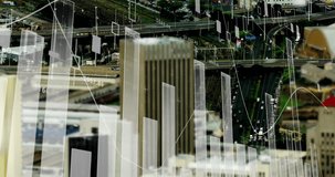 Financial data charts animation over urban cityscape with roads and buildings. Finance, skyline, economy, statistics, analysis, business - Powered by Shutterstock - Get 15% off with code: PIKWIZARD15