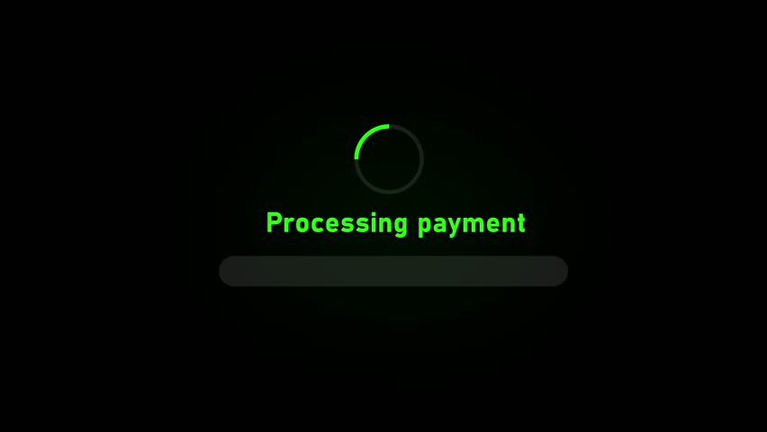 Processing payment and payment approved. Concept of online banking and ecommerce.4k