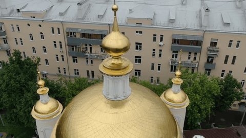Aerial Descent Facing Trinity Cathedral Dome