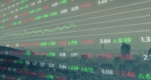 Live feed starting, market overlay drifting over skyline, tickers updating, showing rising line. Data, chart, graph, indicators, triangles, urban, cityscape - Powered by Shutterstock - Get 15% off with code: PIKWIZARD15