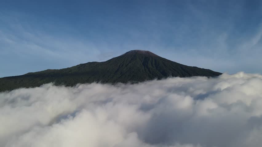 Mountain Rising Above the Clouds, Aerial View