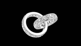 Two Interlocked Diamond Eternity Rings, wedding bands,  Rotating Loop  animation with Alpha Channel - Powered by Shutterstock - Get 15% off with code: PIKWIZARD15
