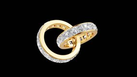 Two Interlocked Diamond Eternity Rings, wedding bands,  Rotating Loop  animation with Alpha Channel - Powered by Shutterstock - Get 15% off with code: PIKWIZARD15