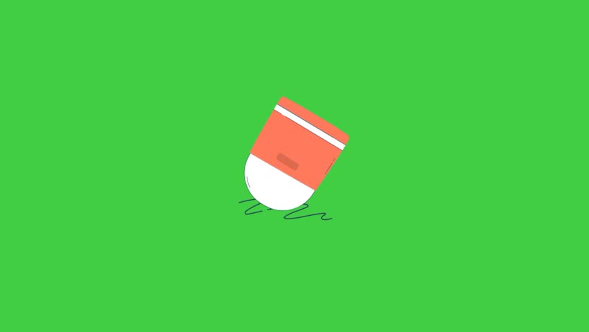 Back to school animation eraser knowledgeForAll, education, green background 