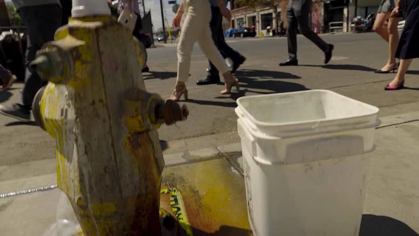 Fire hydrant in homeless encampment