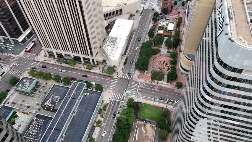 Aerial of Downtown Denver Colorado. Bird