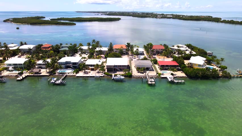 Seaside Houses and Docks in the Florida Keys
