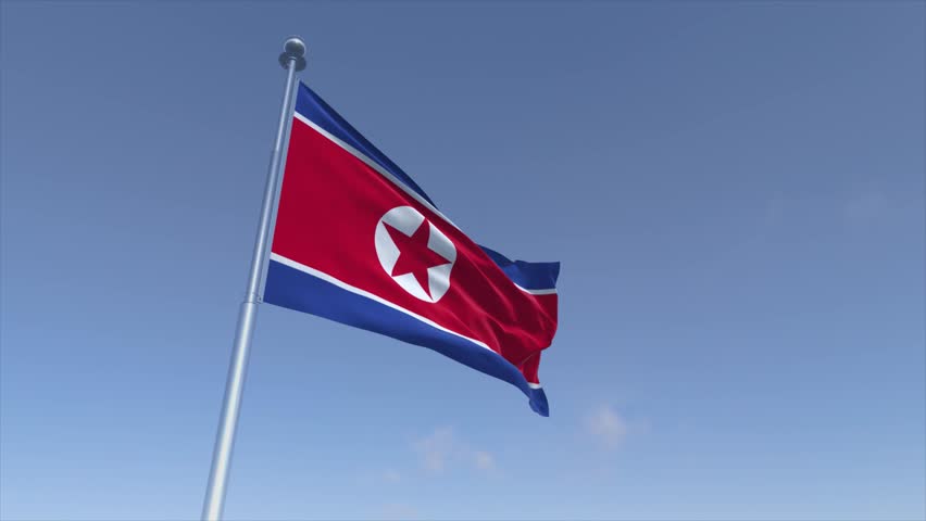 Korea North Flag Waving Animation Cinematic 4K Motion Background