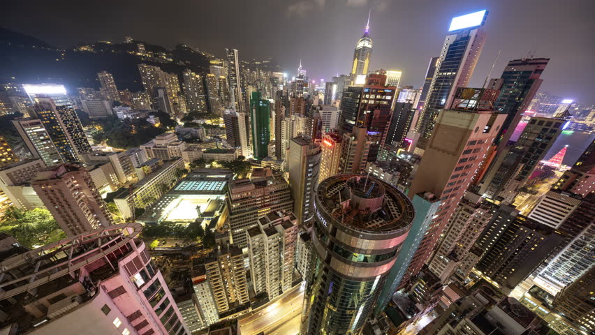 timelapse of the amazing Hong Kong island skyline from unique high vantage point at night