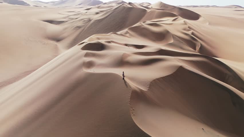 Aerial View of Sand Dunes in Peru, Majestic Desert Landscape - Extra