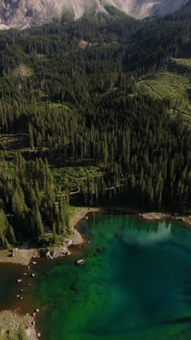 Aerial View of Italian Mountain Range and Lake