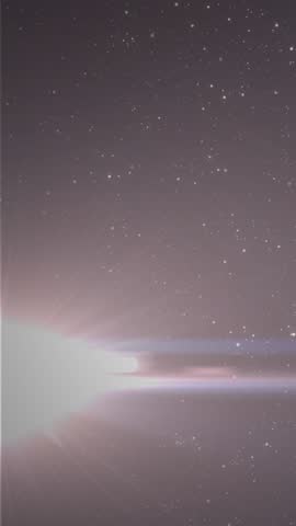 Vertical video: Bright points appearing, drawing angular lines above flare, moving to map network. Starfield, nightscape, comet, glow, trails, geometry, vertical video