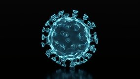 Coronavirus holographic blue digital wireframe animation showing virus cell structure in virtual space - Powered by Shutterstock - Get 15% off with code: PIKWIZARD15