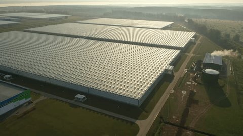 Low Altitude Drone Flight above Greenhouse Complex