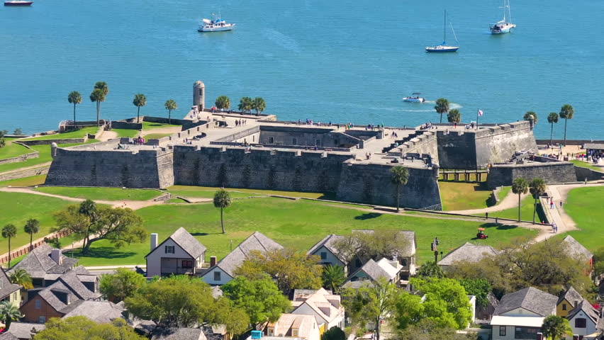 Historical landmark in St. Augustine, Florida. Castillo de San Marcos, old masonry fort. USA travel destination.