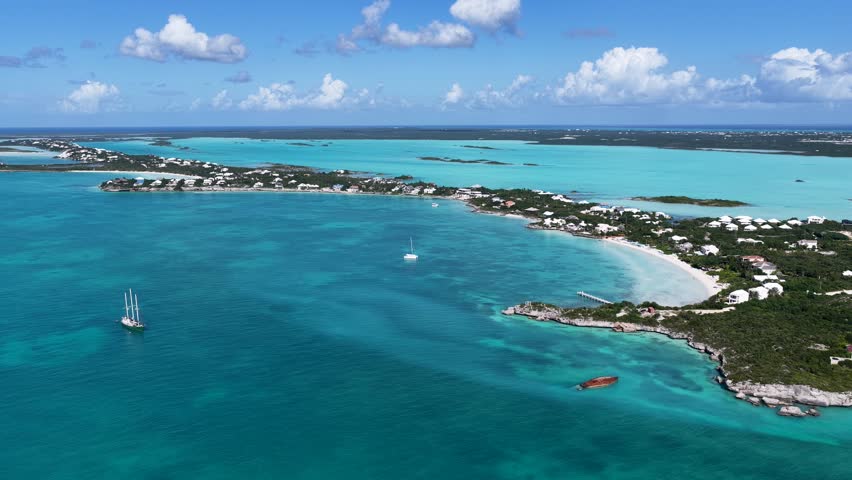 Sapodilla Bay Beach At Providenciales In Turks And Caicos England. Beach Landscape. Shades Of Blue Watercolor. Travel Destination. Sapodilla Bay Beach In Providenciales. Nature Seascape.