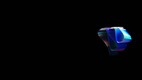 Three-dimensional curled ribbon object in metallic blue with a surface overlay of binary digital code textures placed on the right side of a pure black background - Powered by Shutterstock - Get 15% off with code: PIKWIZARD15