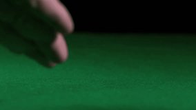 Hand entering left, releasing two dice tumbling across green felt, red hearts raining to show luck. Die, casino, table, fortune, motion, confetti, bokeh - Powered by Shutterstock - Get 15% off with code: PIKWIZARD15
