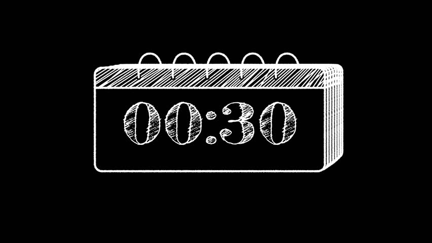 Doodle Style 30 Second Countdown Motion. Sketchy Calendar Page Transition