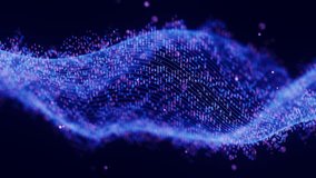 Futuristic technology binary digital wave motion with cloud data points. Cyberspace AI data flow concept. Abstract digital wave with moving numbers. Big data analysis animation. - Powered by Shutterstock - Get 15% off with code: PIKWIZARD15